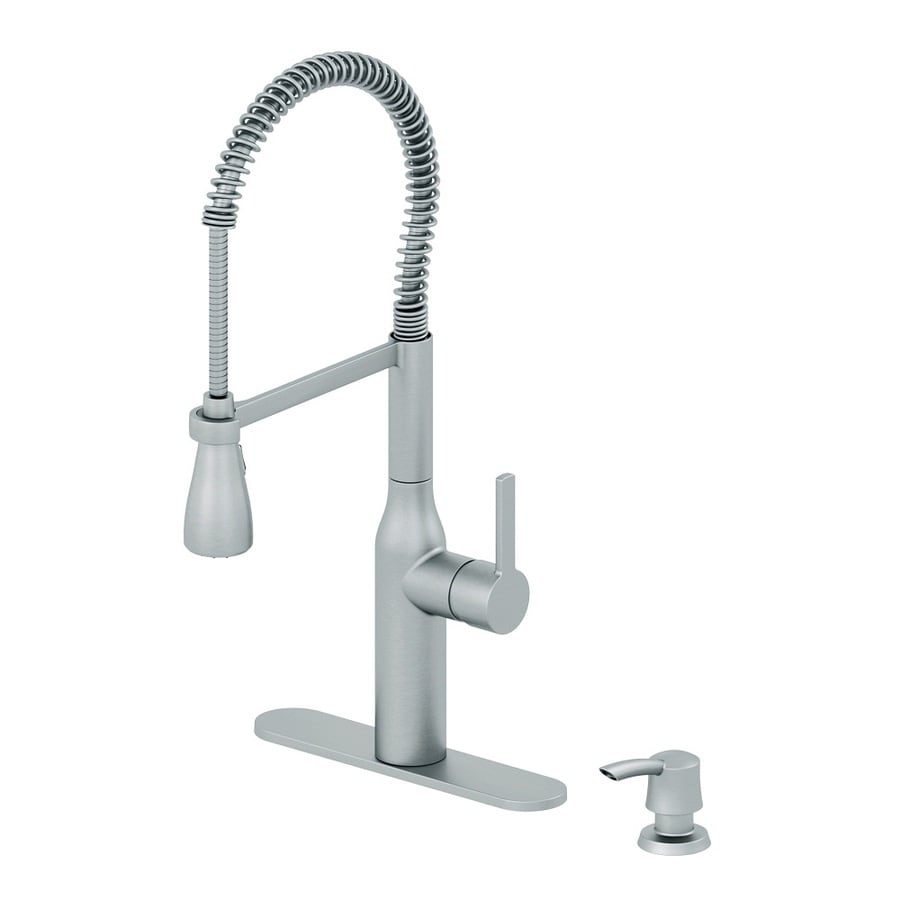 Aquasource Stainless Steel 1 Handle Pull Down Kitchen Faucet At