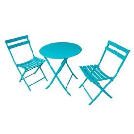 Garden Treasures set 3-Piece Blue Metal Frame Bistro Patio Set with Bistro