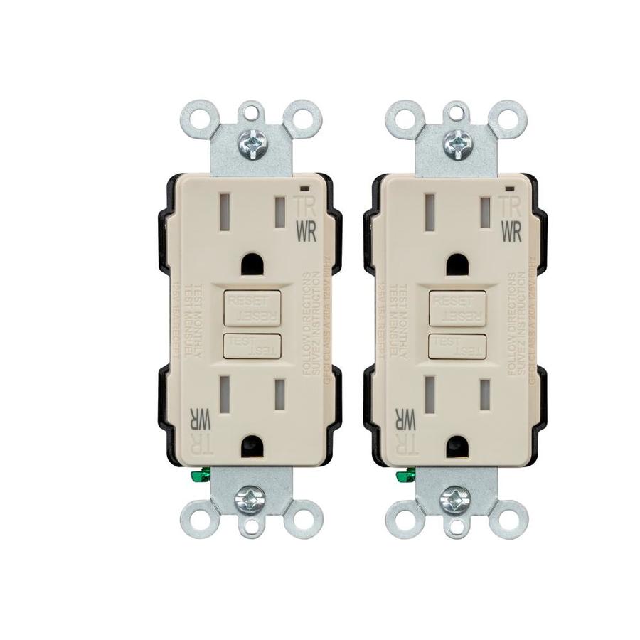 Utilitech 2677668 GFCI WEATHR RESISTANT 2PACK ALMND