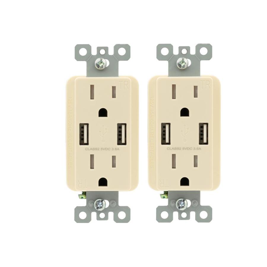 Utilitech 2677629 15 AMP TR RECP 2PACK ALMOND