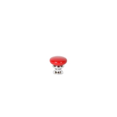 Lew S Hardware Metal Mushroom 1 25 In Candy Red Polished Chrome