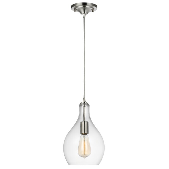 Allen Roth Reign Brushed Nickel Modern Contemporary Clear Glass Teardrop Mini Pendant Light In The Lighting Department At Com - Allen And Roth Mini Pendant Brushed Nickel
