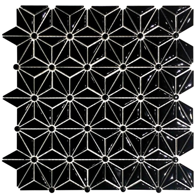 epoch architectural surfaces geometric star black 12 in x 12 in glazed ceramic uniform diamonds tile