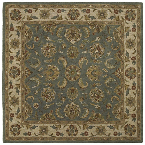 Kaleen Tara2-ft Square Green Floral Tufted Wool Area Rug (Common: 6-ft