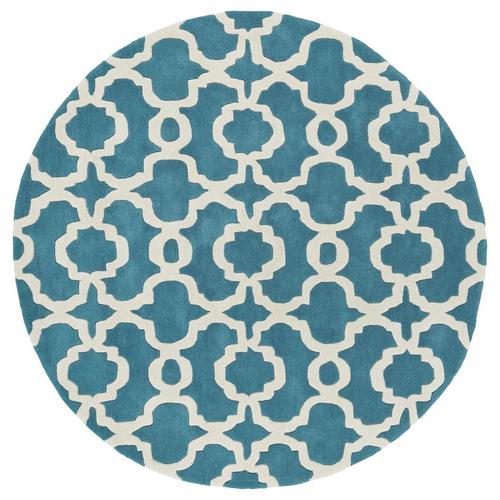 Kaleen Revolution 12 x 12 Teal Round Indoor Geometric Handcrafted Area