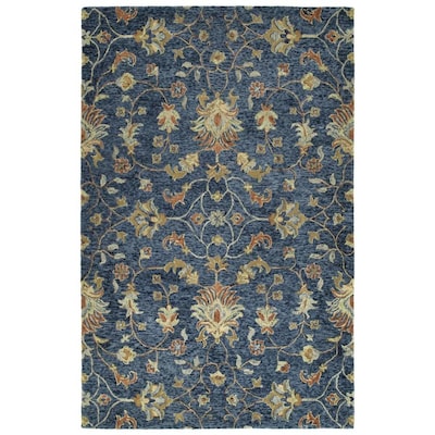 Kaleen Chancellor 8 X 10 Denim Indoor Floral Botanical Tropical Handcrafted Area Rug In The Rugs Department At Lowes Com