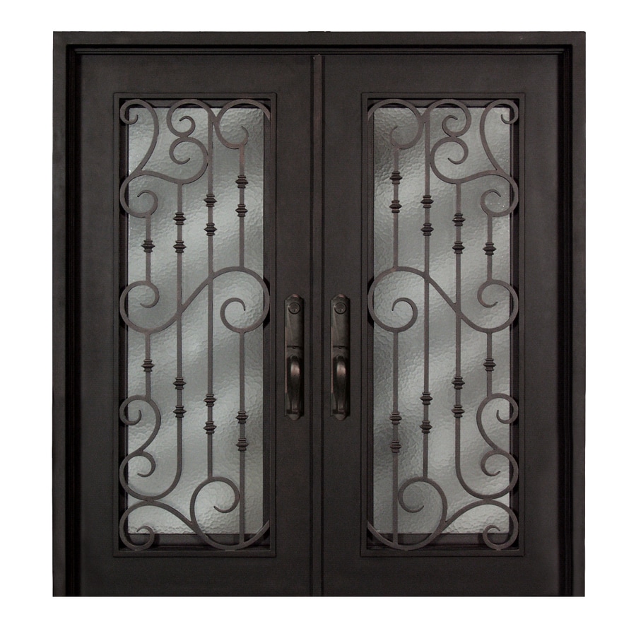 Escon Full Lite Privacy Glass Right Hand Inswing Bronze Painted Escon Full Lite Privacy Glass Right Hand Inswing Bronze Painted Iron Double Entry Door With