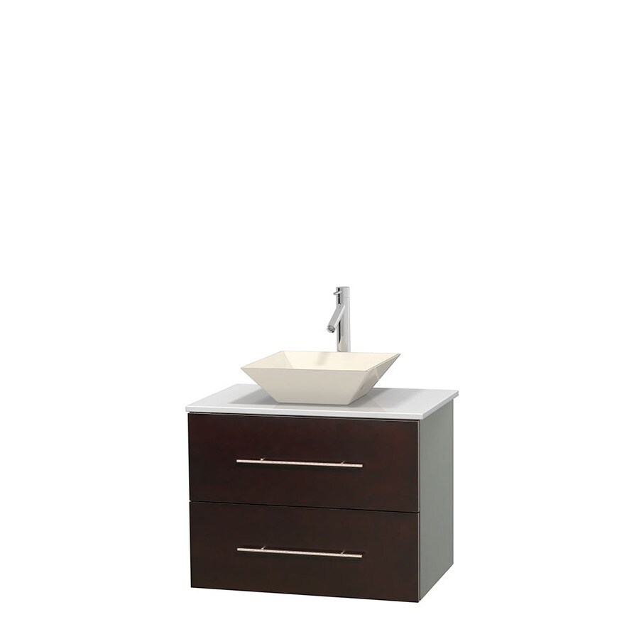 Wyndham Collection WCVW00930SESWSD2BMXX Centra 30-in Espresso Single Sink Bathroom Vanity with White Top