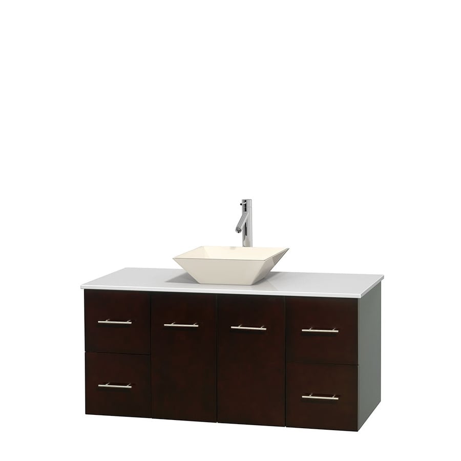 Wyndham Collection Centra 48-in Espresso Single Sink Bathroom Vanity with White Engineered Stone Top