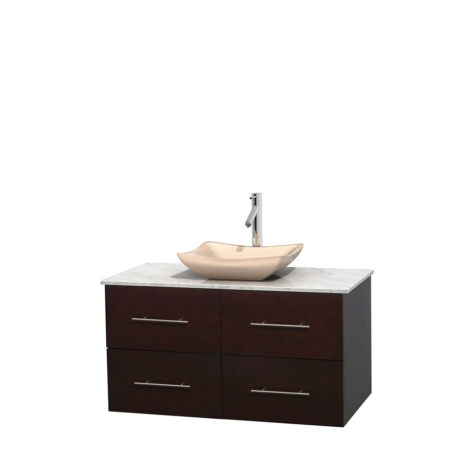 Wyndham Collection WCVW00942SESCMGS2MXX Centra 42-in Espresso Single Sink Bathroom Vanity with White Carrera Top