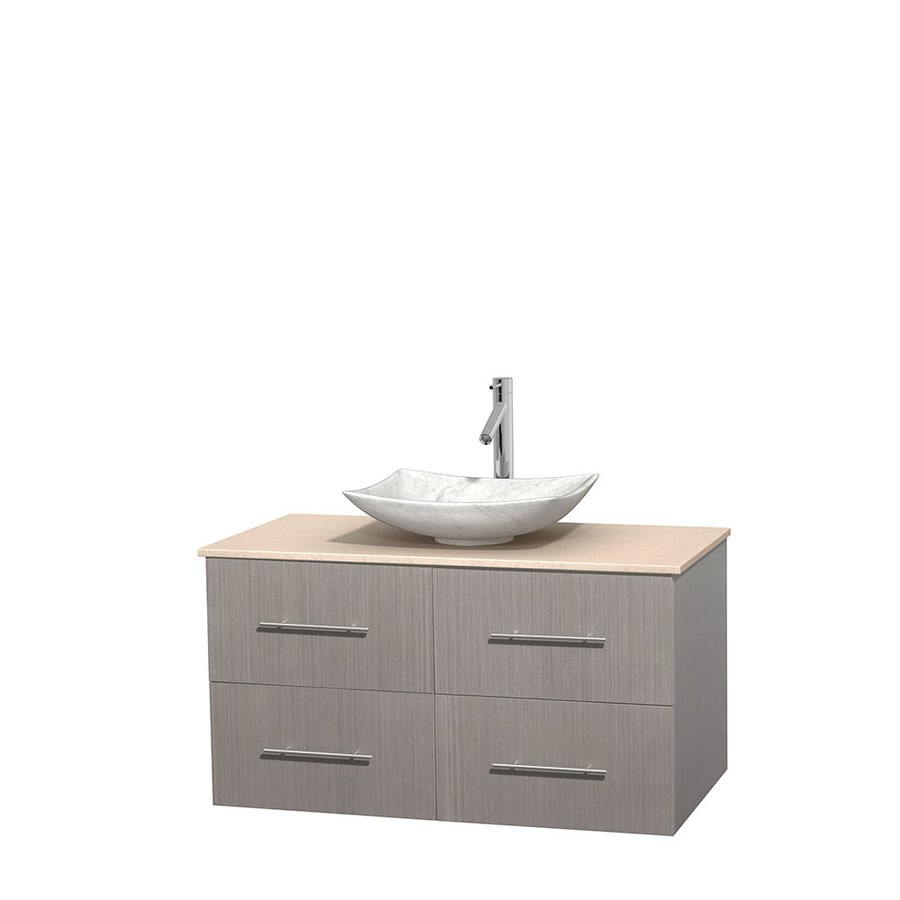 Wyndham Collection WCVW00942SGOIVGS6MXX Centra 42-in Gray Oak Single Sink Bathroom Vanity with Ivory Top