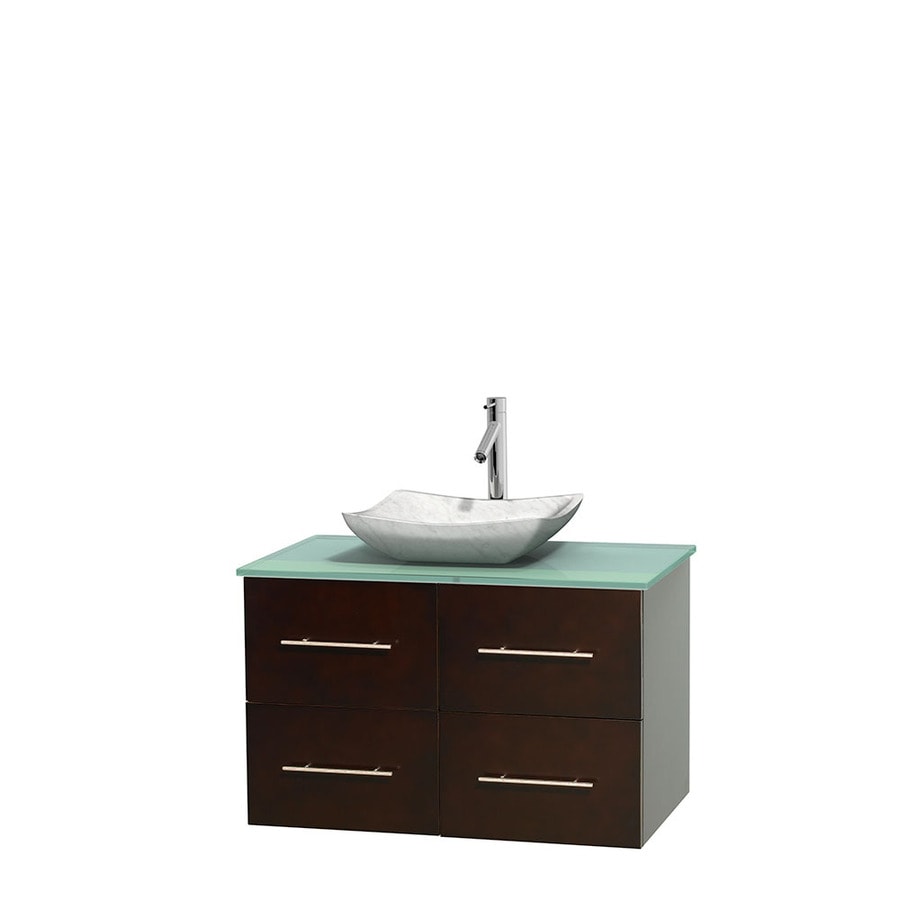 Wyndham Collection WCVW00936SESGGGS3MXX Centra 36-in Espresso Single Sink Bathroom Vanity with Green Top