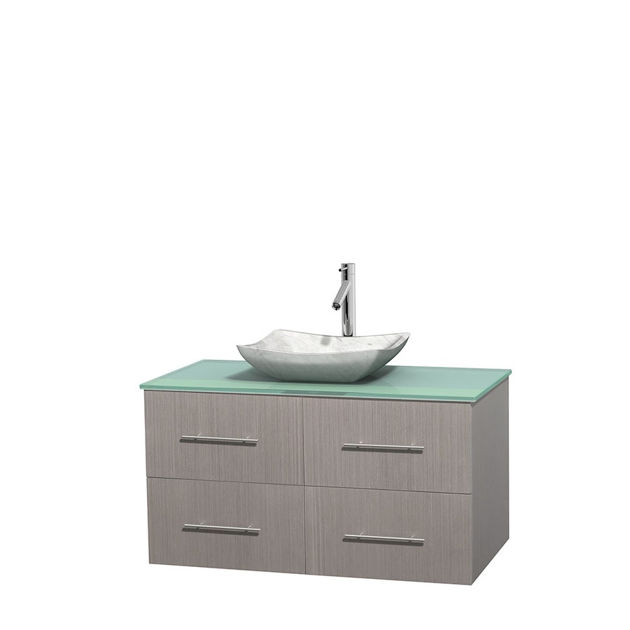 Wyndham Collection WCVW00942SGOGGGS3MXX Centra 42-in Gray Oak Single Sink Bathroom Vanity with Green Top