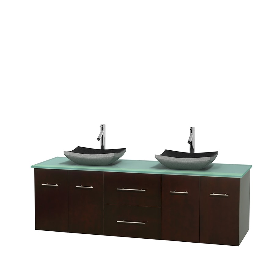 Wyndham Collection WCVW00972DESGGGS1MXX Centra 72-in Espresso Double Sink Bathroom Vanity with Green Top