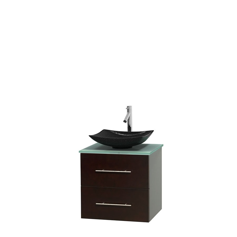 Wyndham Collection WCVW00924SESGGGS4MXX Centra 24-in Espresso Single Sink Bathroom Vanity with Green Top