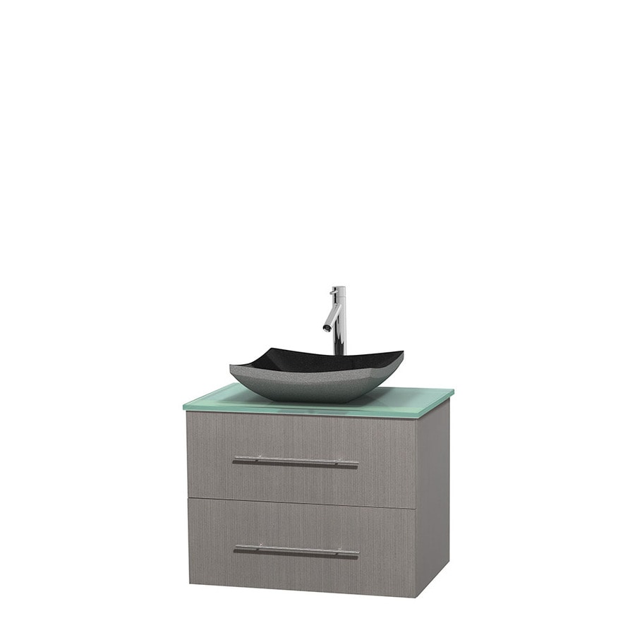 Wyndham Collection WCVW00930SGOGGGS1MXX Centra 30-in Gray Oak Single Sink Bathroom Vanity with Green Top
