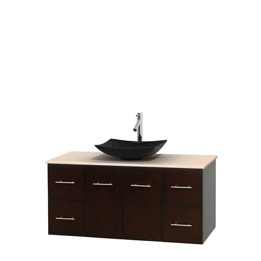 Wyndham Collection Centra Espresso Single Vessel Sink Bathroom Vanity With Natural Marble Top Common 48 In X 215 In Actual 48 In X 215 In In The Bathroom Vanities With Tops Department At Lowescom