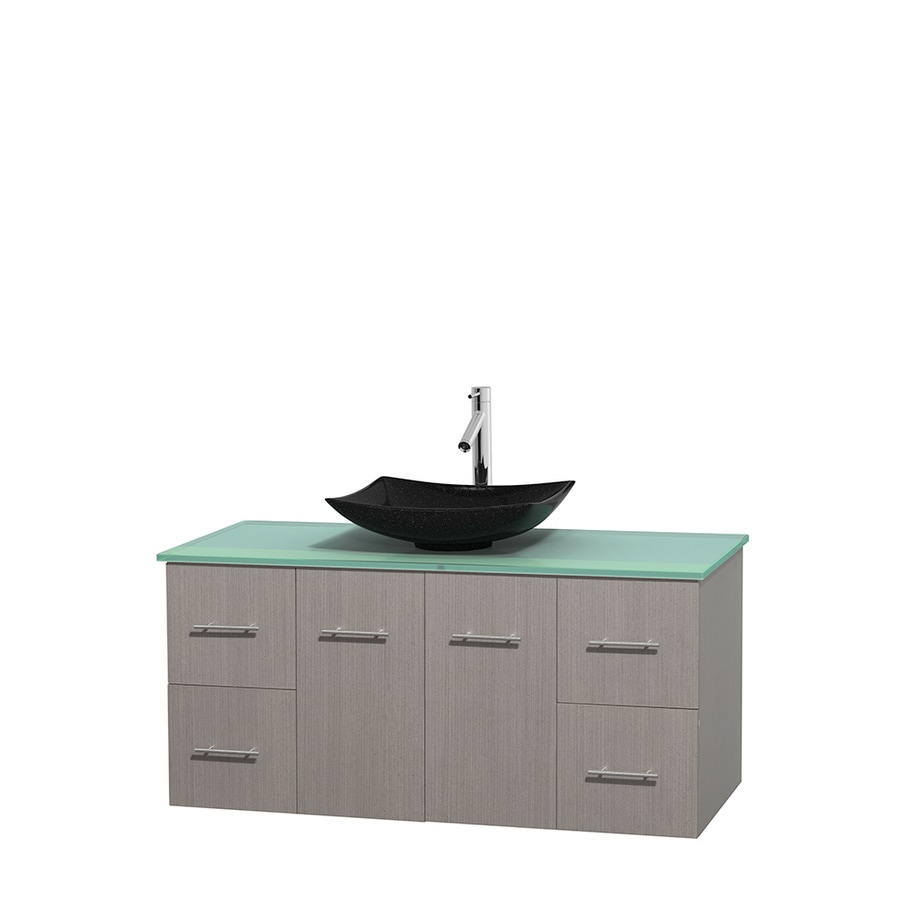 Wyndham Collection WCVW00948SGOGGGS4MXX Centra 48-in Gray Oak Single Sink Bathroom Vanity with Green Top