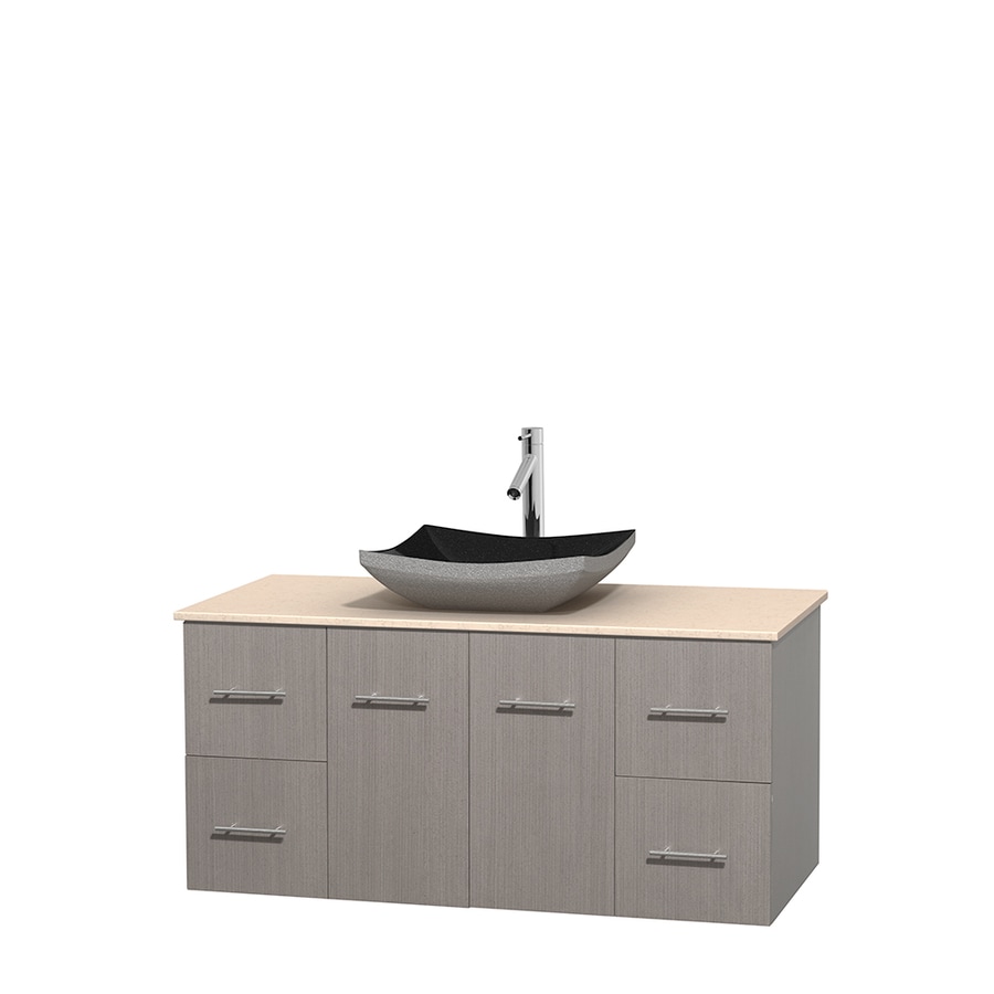 Wyndham Collection WCVW00948SGOIVGS1MXX Centra 48-in Gray Oak Single Sink Bathroom Vanity with Ivory Top