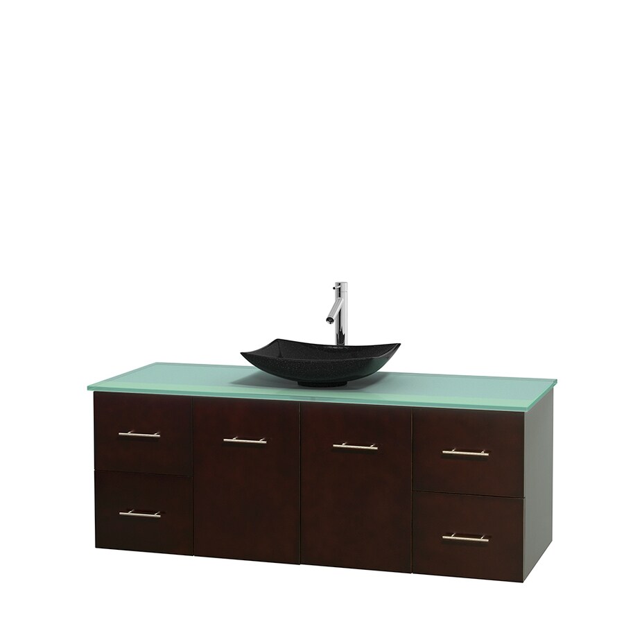 Wyndham Collection WCVW00960SESGGGS4MXX Centra 60-in Espresso Single Sink Bathroom Vanity with Green Top