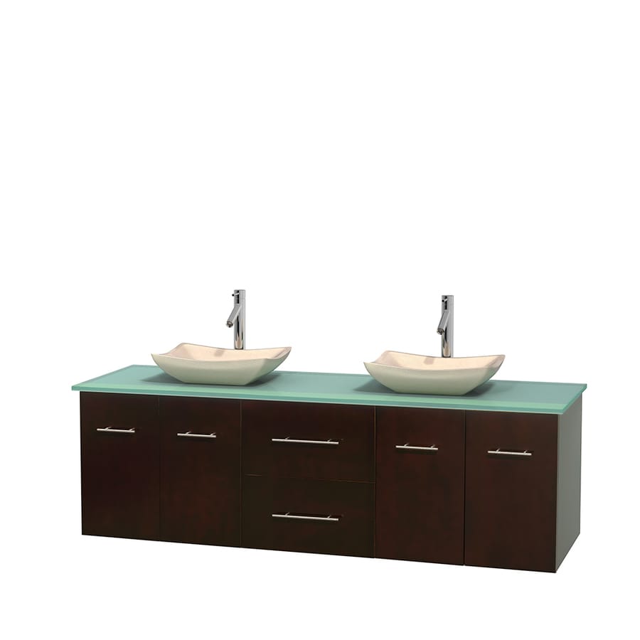 Wyndham Collection WCVW00972DESGGGS2MXX Centra 72-in Espresso Double Sink Bathroom Vanity with Green Top