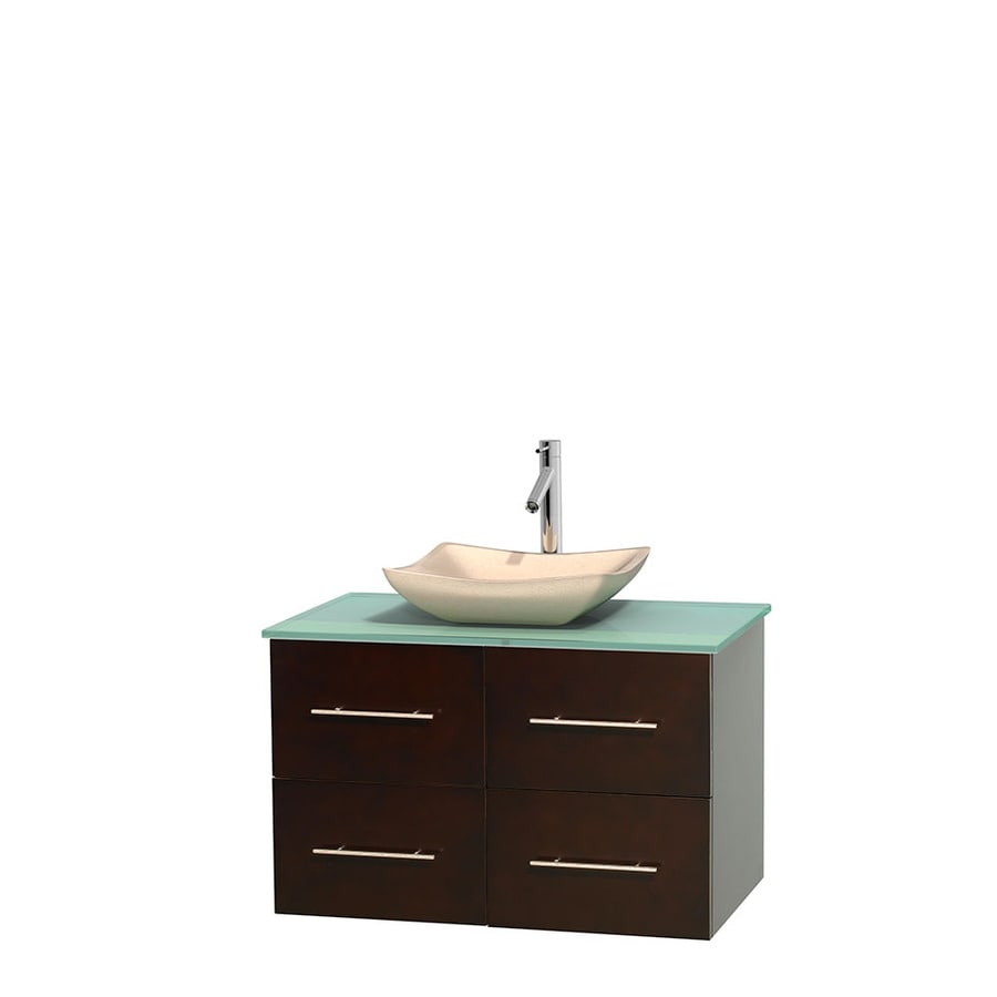 Wyndham Collection WCVW00936SESGGGS2MXX Centra 36-in Espresso Single Sink Bathroom Vanity with Green Top