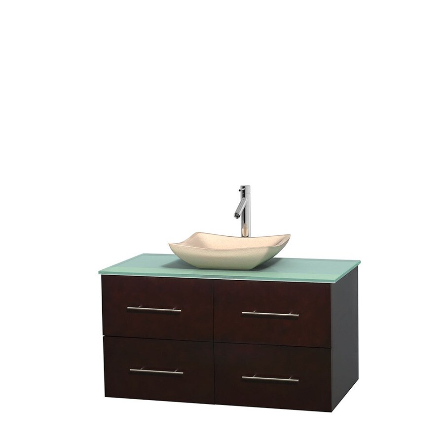 Wyndham Collection WCVW00942SESGGGS2MXX Centra 42-in Espresso Single Sink Bathroom Vanity with Green Top