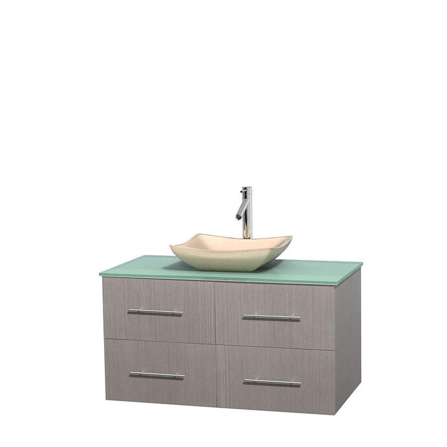 Wyndham Collection WCVW00942SGOGGGS2MXX Centra 42-in Gray Oak Single Sink Bathroom Vanity with Green Top