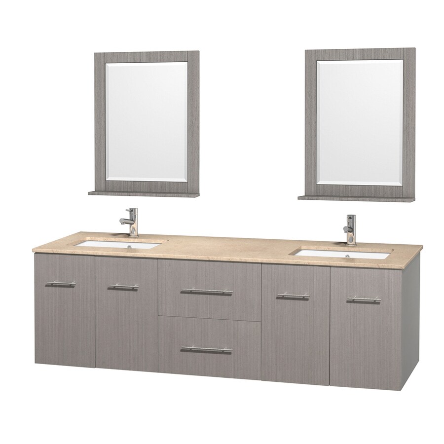 Wyndham Collection Centra Gray Oak Undermount Double Sink Bathroom Vanity with Natural Marble
