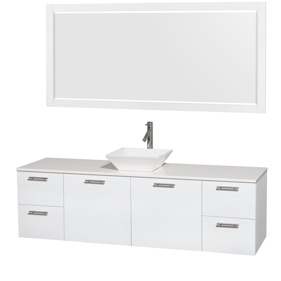 Wyndham Collection Amare Glossy White Single Sink Vanity With Wyndham Collection Amare Glossy White Single Sink Vanity With Engineered Stone Top Common