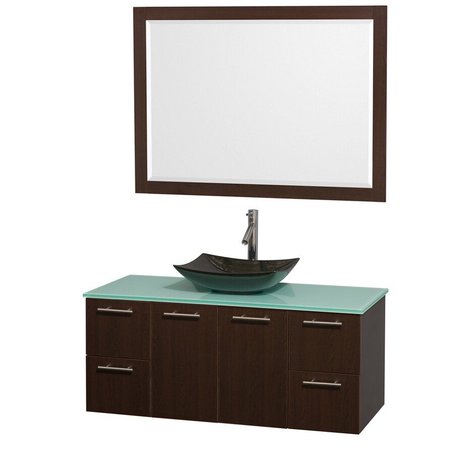 Wyndham Collection WCR410048SESGGGS4M46 Amare 48-in Espresso Single Sink Bathroom Vanity with Green Top (Mirror Included)