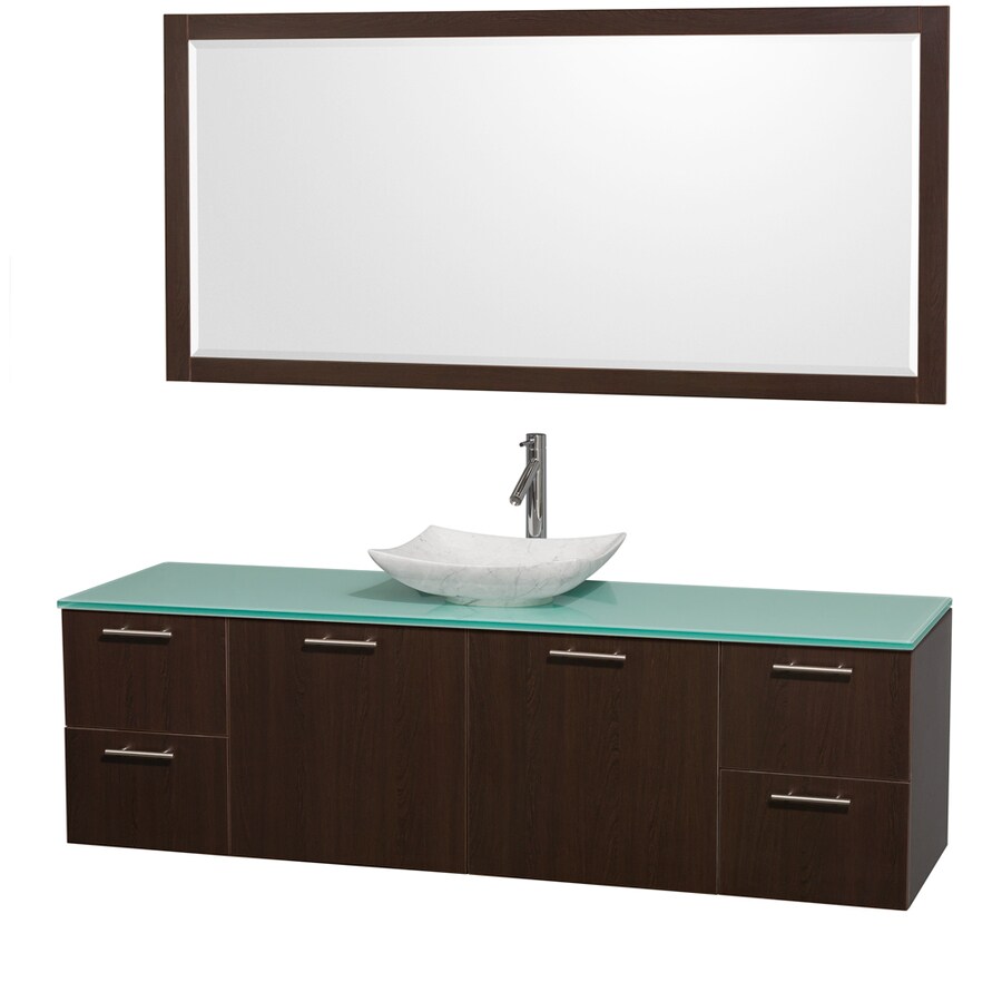 Wyndham Collection WCR410072SESGGGS6M70 Amare 72-in Espresso Single Sink Bathroom Vanity with Green Top (Mirror Included)