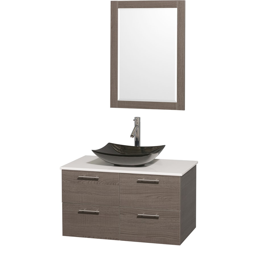 Collection Amare Grey Oak 36-in Vessel Single Sink Bathroom Vanity ...