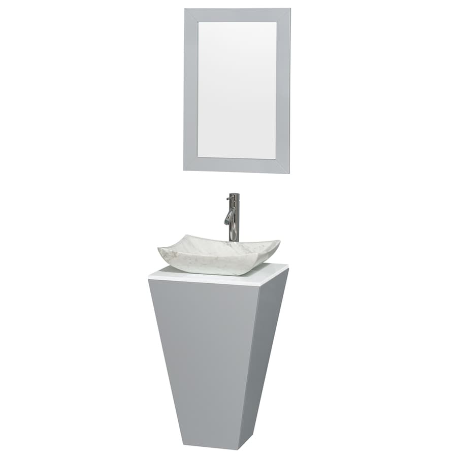 Wyndham Collection Esprit 20-in Gray Single Sink Bathroom Vanity with White Engineered Stone Top and Mirror