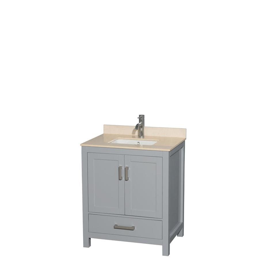 Wyndham Collection Sheffield Gray Single Sink Vanity With Ivory Wyndham Collection Sheffield Gray Single Sink Vanity With Ivory Natural Marble Top Common 30