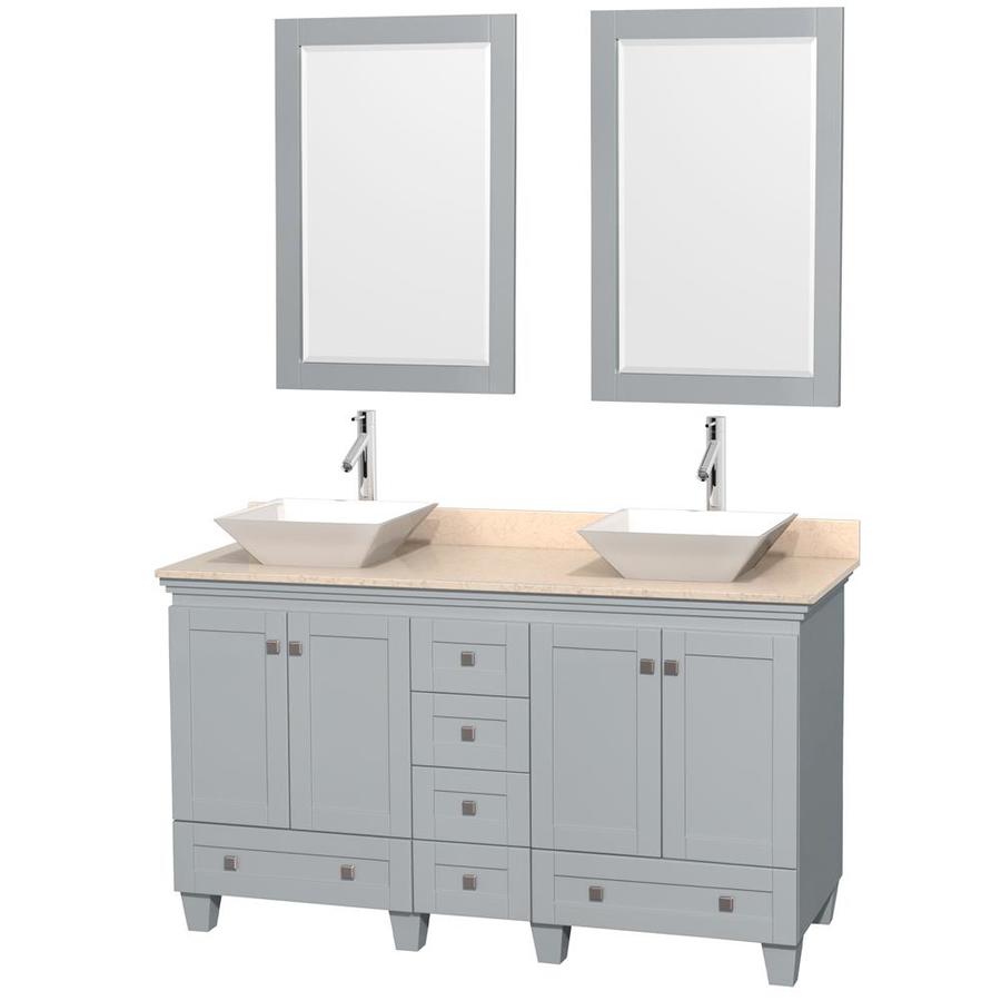 Wyndham Collection Acclaim 60 In Oyster Gray Double Sink Bathroom Vanity With Beige Marble Top Mirror Included In The Bathroom Vanities With Tops Department At Lowescom