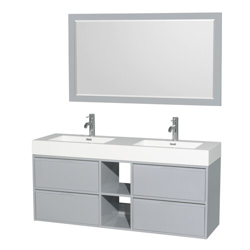 Wyndham Collection Daniella 60in Dove Gray Double Sink Bathroom Vanity