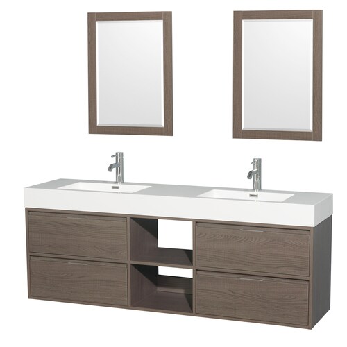 Wyndham Collection Daniella 72in Gray Oak Double Sink Bathroom Vanity