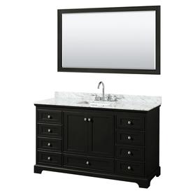 Wyndham Collection Deborah 60-in Dark Espresso Single Sink Bathroom Vanity with White Carrara Marble Natural Marble Top and Mirror