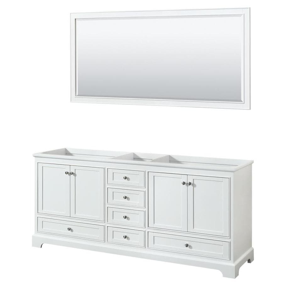 Wyndham Collection Deborah 80in White Bathroom Vanity (Mirror