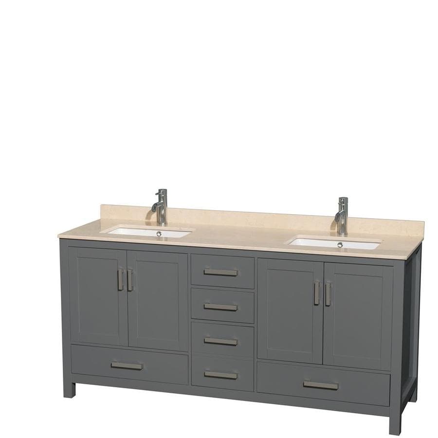 Bathroom Wyndham Collection Sheffield 72 In Dark Gray Double Sink Bathroom Vanity With Ivory Marble Natural Marble Top Rakocu