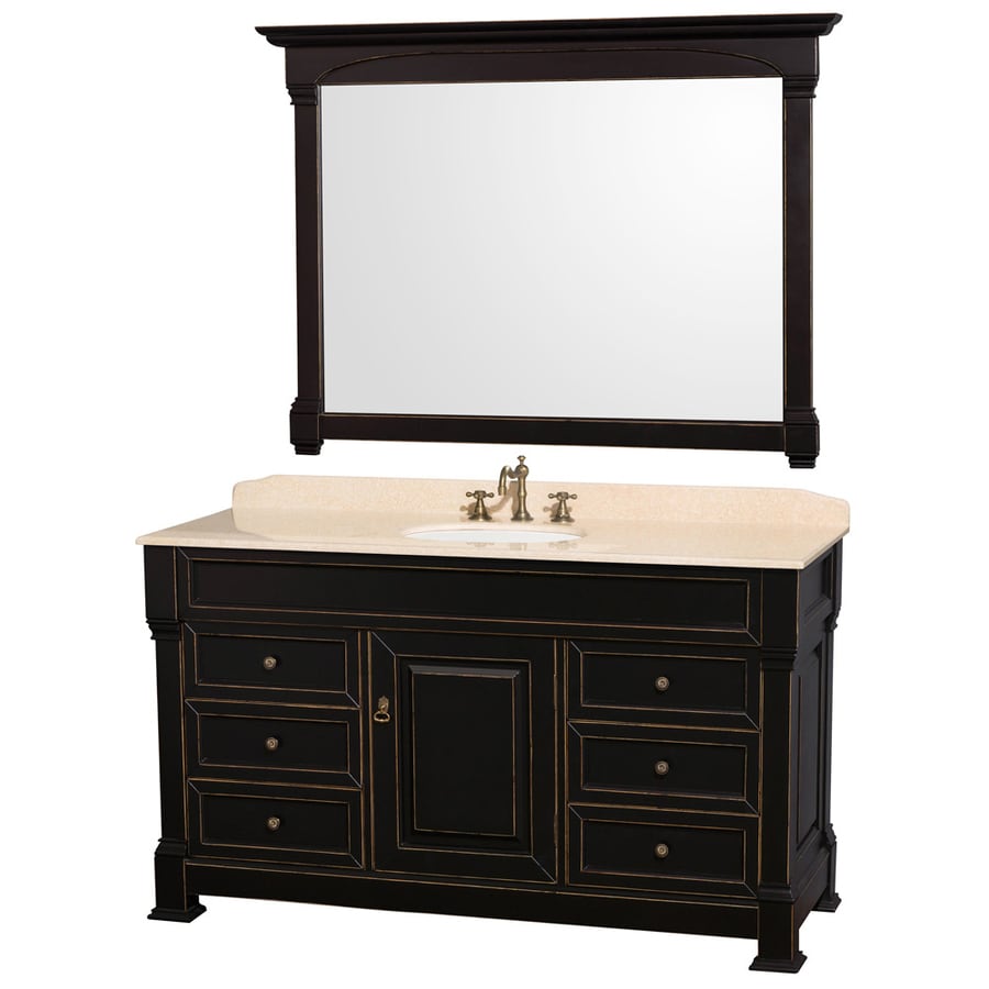 Wyndham Collection Andover 60in Black Single Sink Bathroom Vanity with