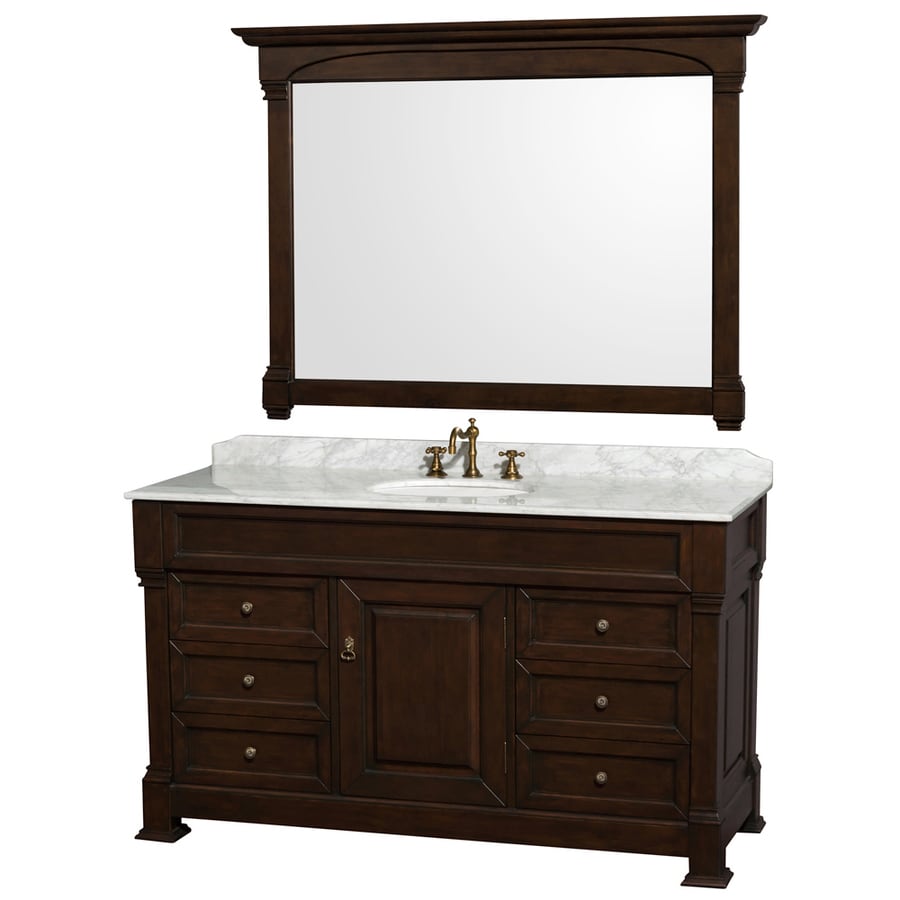 Wyndham Collection Andover 60 In Dark Cherry Single Sink Bathroom Vanity With White Carrera