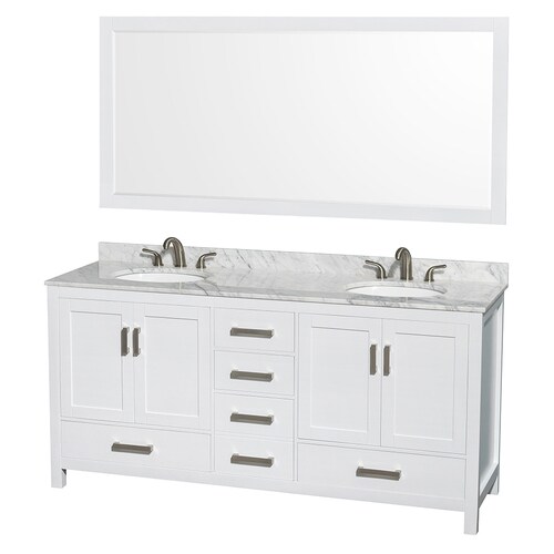 Wyndham Collection Sheffield 72 In White Double Sink Bathroom White Double Sink Bathroom