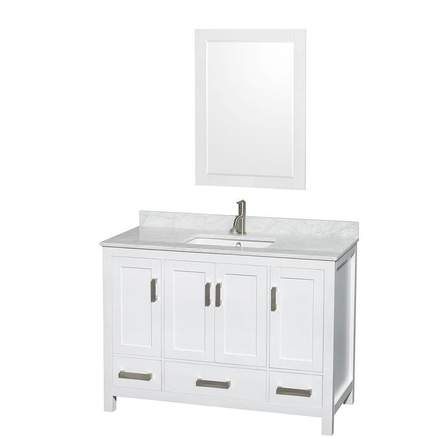 Wyndham Collection Sheffield 48 In White Undermount Single Sink Bathroom Vanity With White Carrera Natural Marble Top Mirror Included In The Bathroom Vanities With Tops Department At Lowes Com