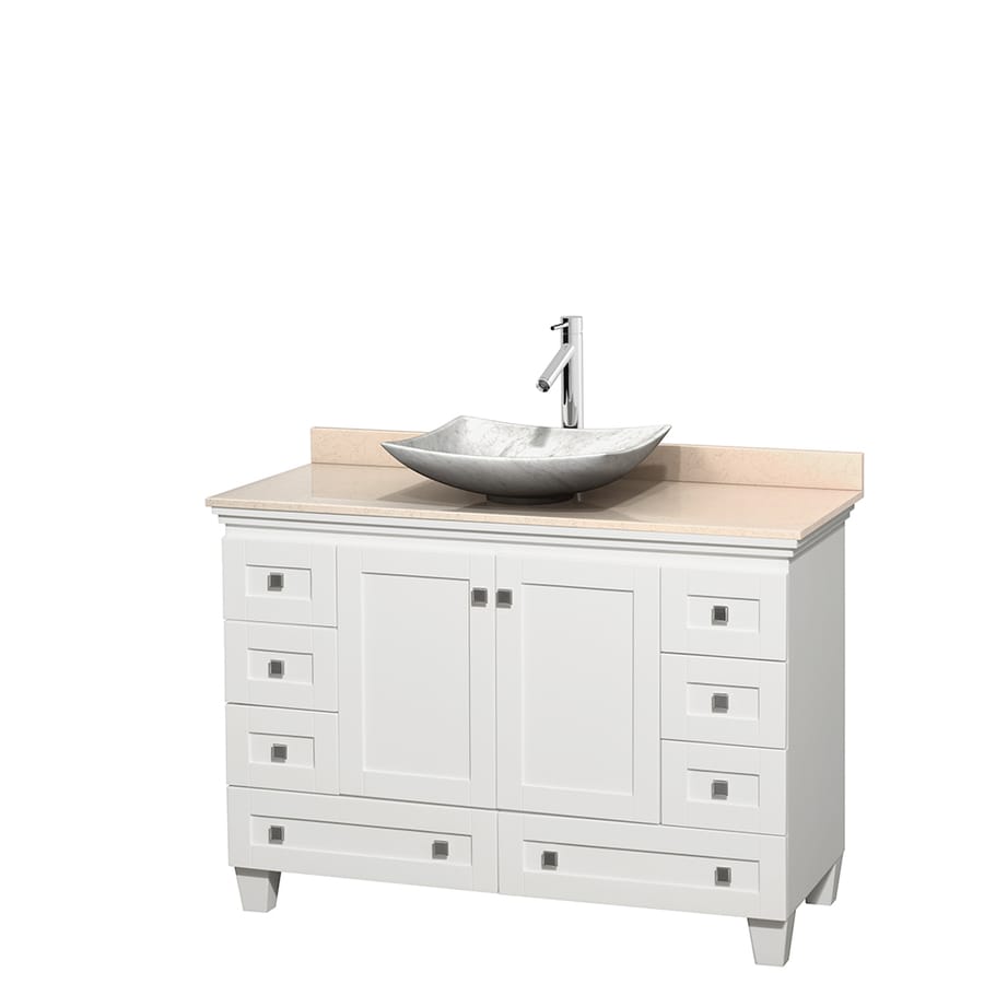 Wyndham Collection Acclaim White Single Vessel Sink Bathroom Vanity With Natural Marble Top Common 48 In X 22 In Actual 48 In X 22 In In The Bathroom Vanities With Tops Department At Lowes Com