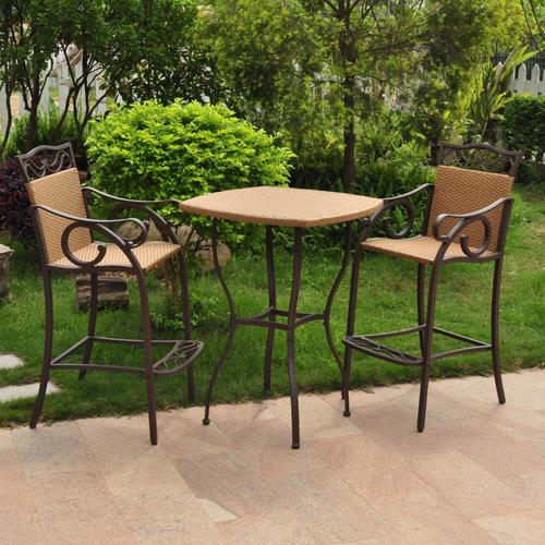 International Caravan Valencia 3 Piece Tan Frame Bar Height Patio