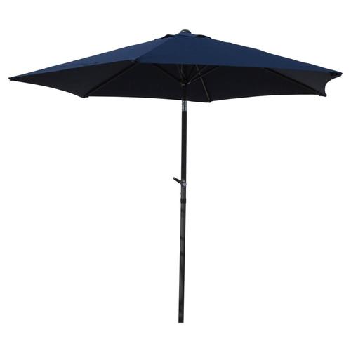 International Caravan 8 5 Ft Hexagon Navy Blue With Dark Grey Aluminum Frame Auto Tilt Market Patio Umbrella In The Patio Umbrellas Department At Lowes Com