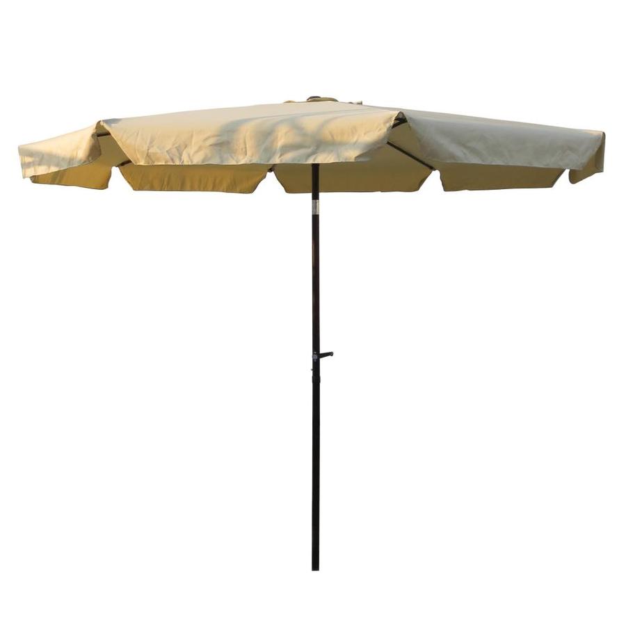 International Caravan 8 5 Ft Hexagon Khaki With Bronze Aluminum Frame Auto Tilt Market Patio Umbrella In The Patio Umbrellas Department At Lowes Com