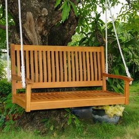 Porch Swings Gliders At Lowes International Caravan Royal Tahiti 2 Person Light Teak Oil Wood Outdoor Swing